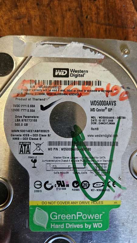 Western Digital 500GB Hard Drive