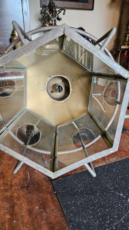 Antique Garden Metal Hanging Lamp Shade with Glass Panes