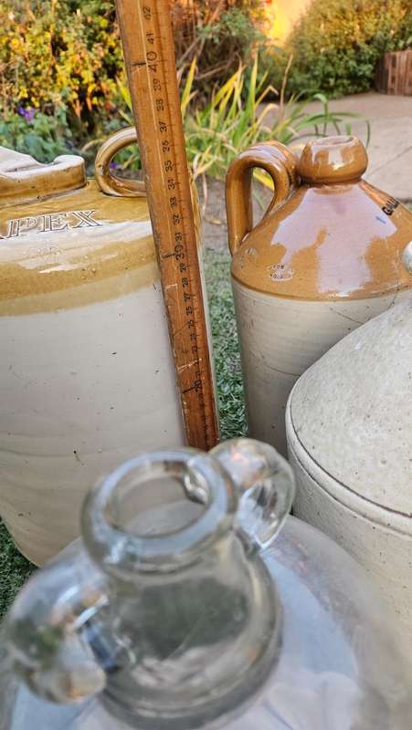 Antique Stoneware & Vintage Glass Bottles