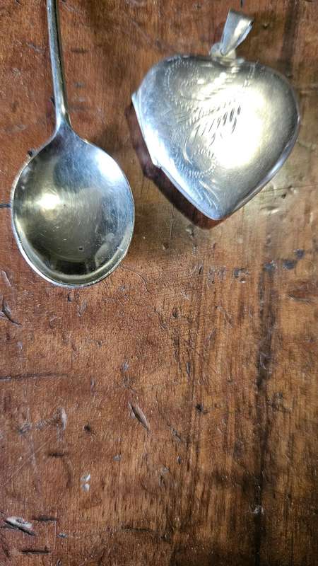 Silver Hall Marked Spoon Plus 925 Heart Pendant