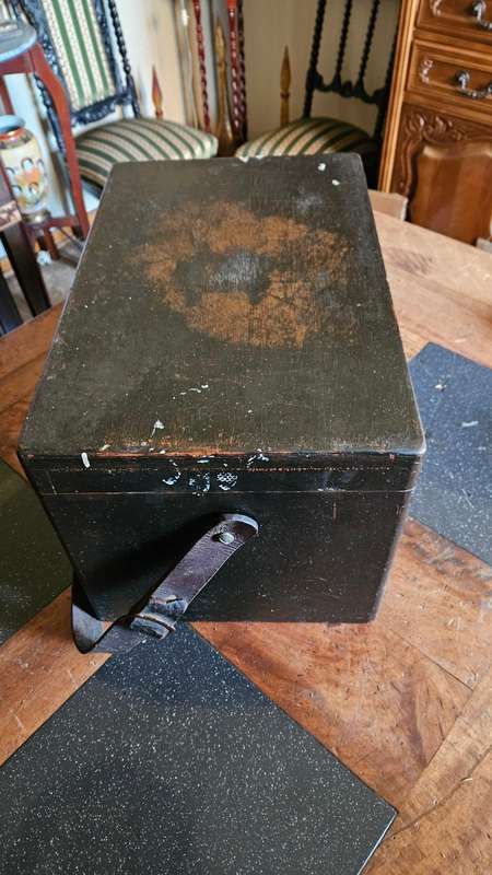 Vintage Wooden Toolbox with Leather Strap