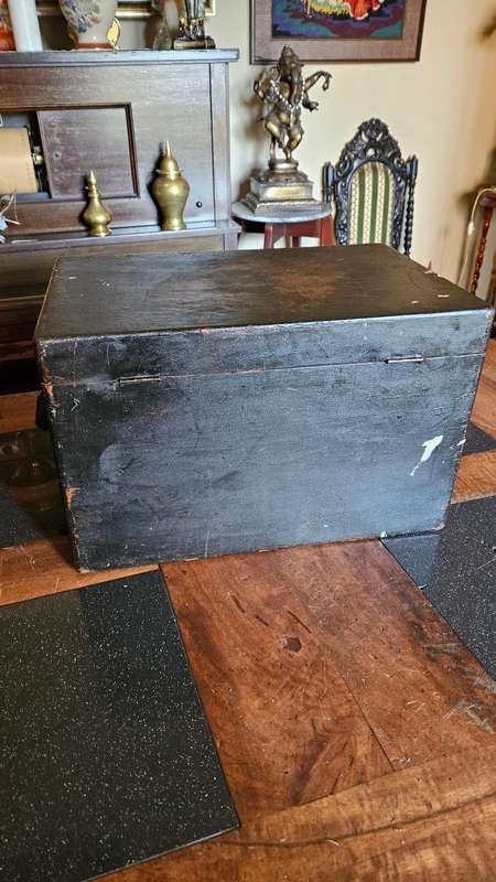 Vintage Wooden Toolbox with Leather Strap