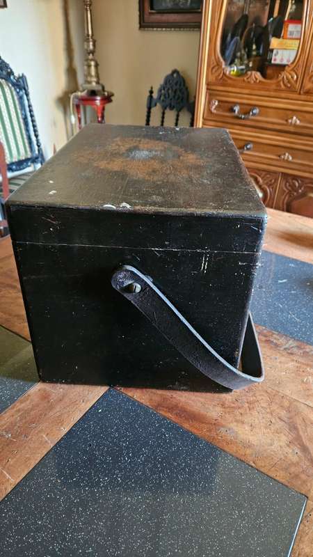 Vintage Wooden Toolbox with Leather Strap