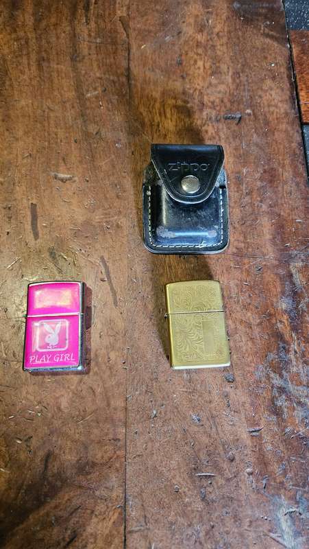 Brass Zippo in Leather Pouch Plus more