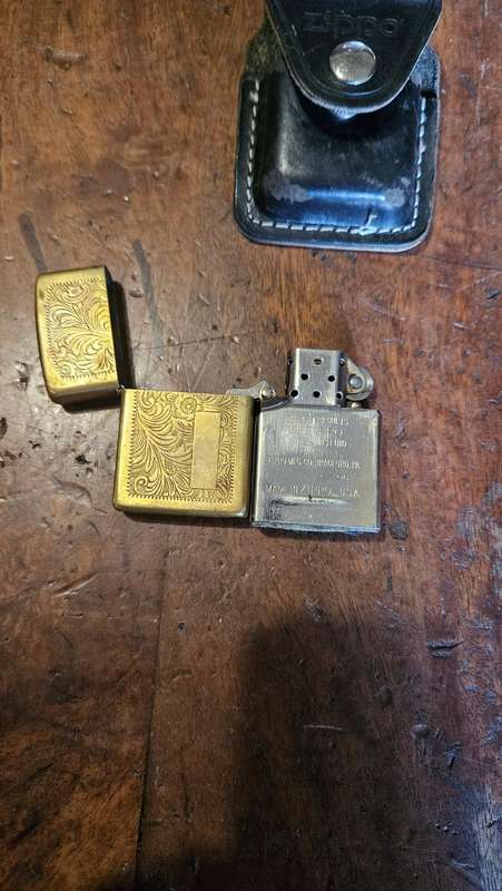 Brass Zippo in Leather Pouch Plus more