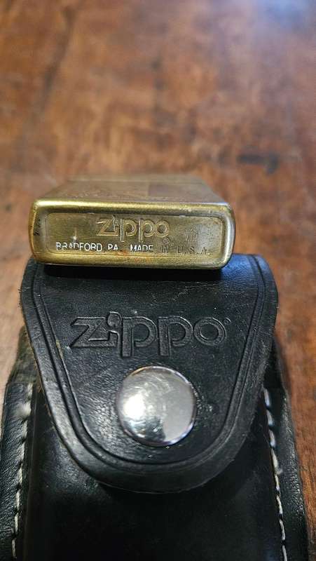 Brass Zippo in Leather Pouch Plus more