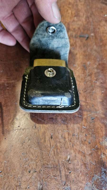 Brass Zippo in Leather Pouch Plus more