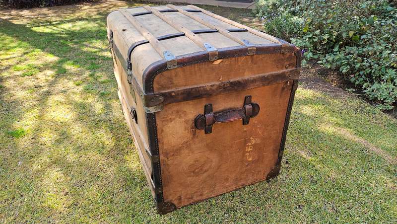 Large Antique French Curved Top Trunk