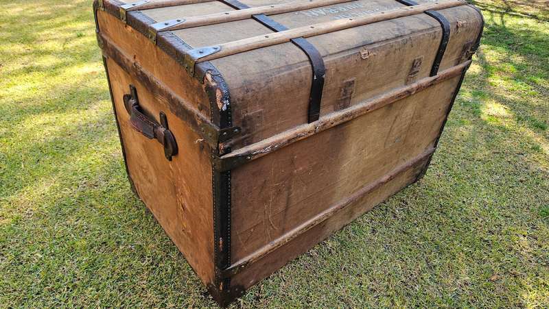 Large Antique French Curved Top Trunk