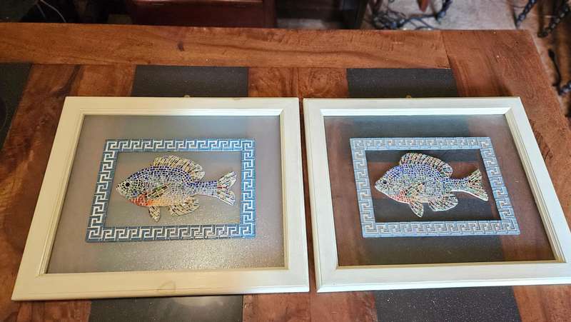 Framed Mosaic Fish Art