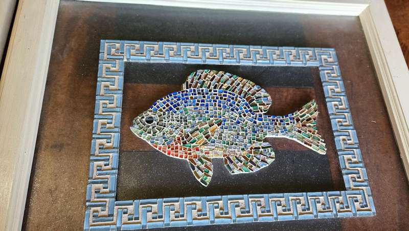 Framed Mosaic Fish Art