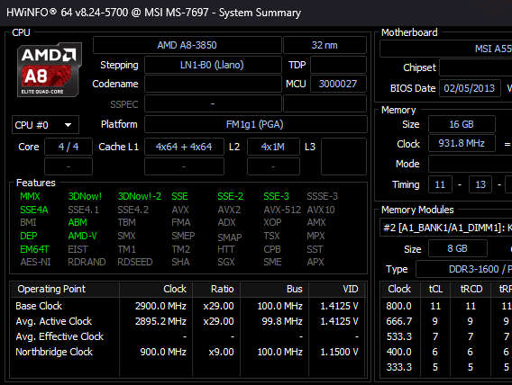 AMD A8 3850 | MSI A55 | Radeon HD 6550 | 16GB RAM | Windows 11 Pro (activated)