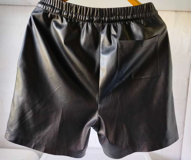 Black Pleather Shorts by Markham in size M | Generously sized | Some cracks and peel in crotch area