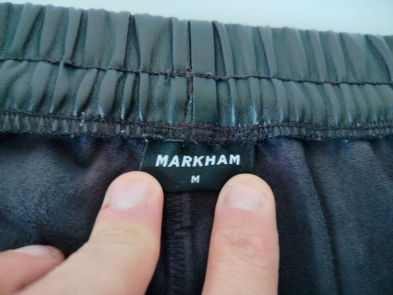 Black Pleather Shorts by Markham in size M | Generously sized | Some cracks and peel in crotch area