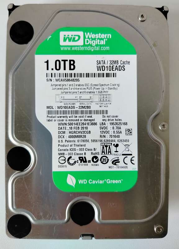 Western Digital Caviar Green 1TB SATA HDD | 80% Health