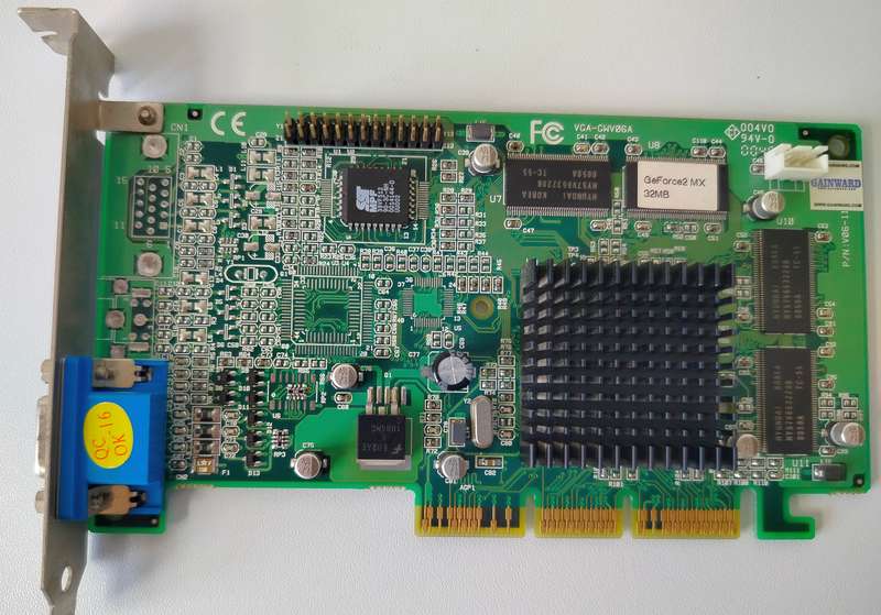 Gainward AGP GeForce2 MX 32MB | No display output | For spares or repair