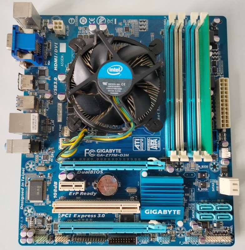 Gigabyte Z77 motherboard + Intel i5-3470 CPU + 2GB DDR3 RAM