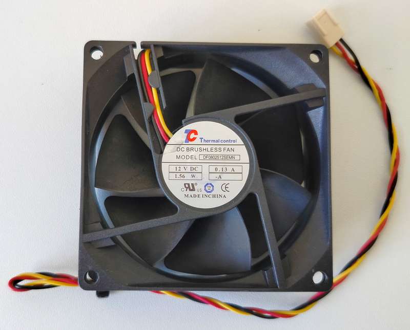 Thermal Control 80mm fan | 80x25mm 12V 0.13A 3-pin