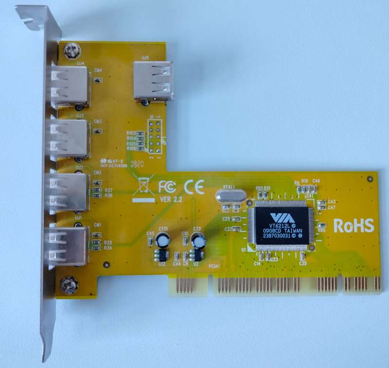 VIA USB 2.0 PCI card 4-ports + 1 interal port