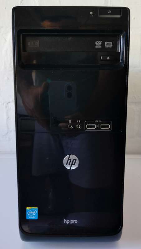 HP Micro ATX case with Power supply | Sleek piano black front with USB and audio