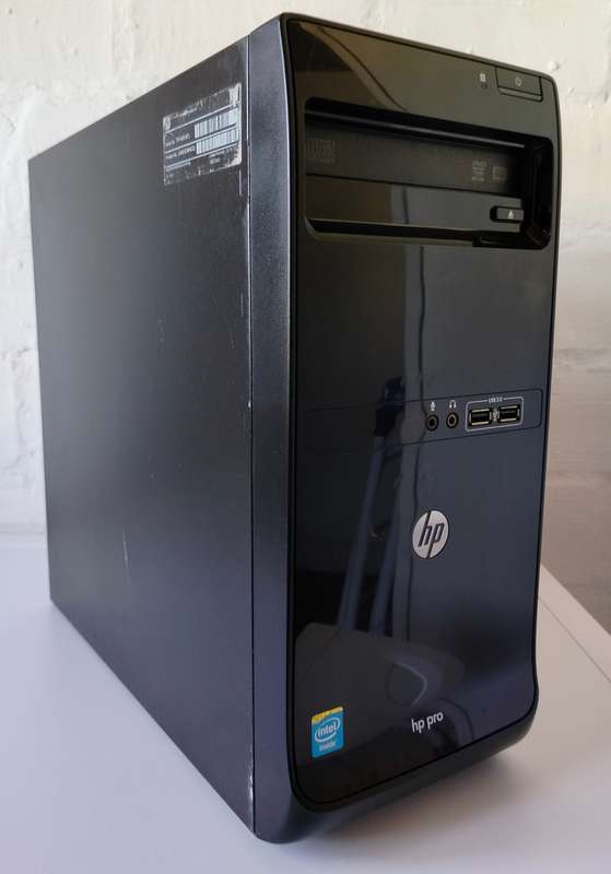 HP Micro ATX case with Power supply | Sleek piano black front with USB and audio