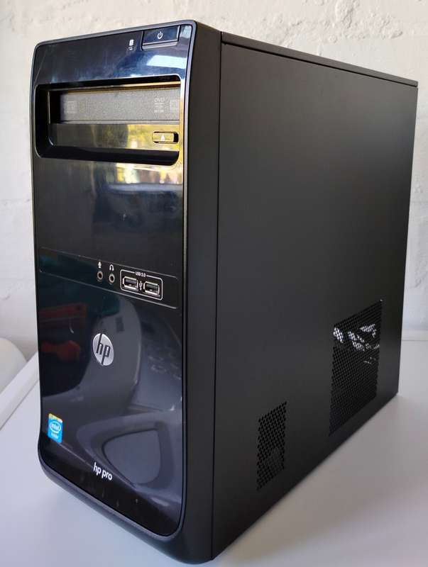 HP Micro ATX case with Power supply | Sleek piano black front with USB and audio
