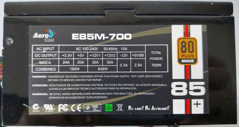 Aero Cool E85M 700watt modular power supply 80plus bronze