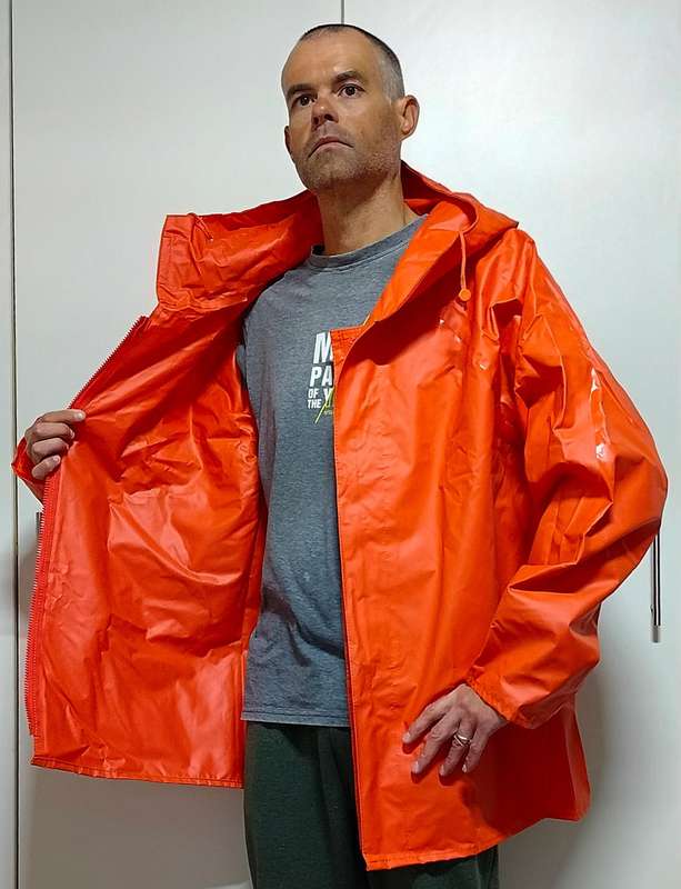 Rain jacket (2XL, Orange) 100% waterproof for fishing, motorcycle riding, garden work, farm work