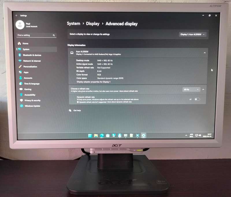 Acer AL1916W monitor | VGA, DVI, HDMI | WXGA+
