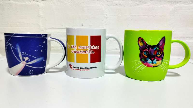 3 Mugs | Donate Blood, Green Cat, Blue Angel