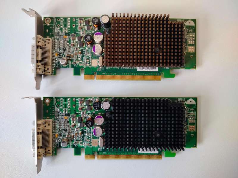 2x GPUS | Not working | For repair or scrap | Low profile DSM-59 | AMD Radeon X600 PRO RV380X 256MB