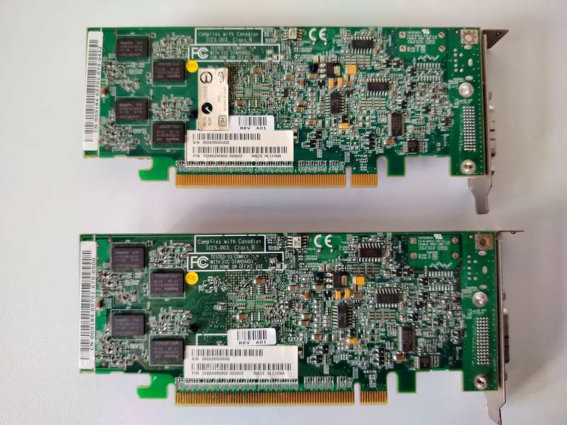 2x GPUS | Not working | For repair or scrap | Low profile DSM-59 | AMD Radeon X600 PRO RV380X 256MB