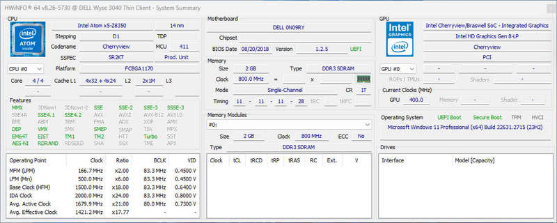 Dell Wyse 3040 | Intel Atom x5 z8350 | 2GB RAM | 16GB eMMC | Windows 11 Pro