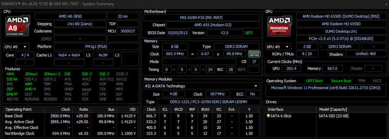 AMD A8 PC | Radeon 6550 | 8GB RAM | SATA SSD | Windows 11 Pro (activated)