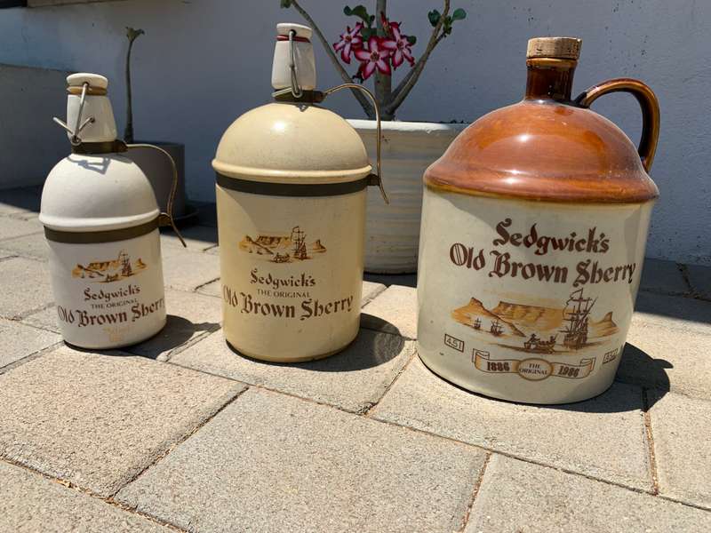 SEDGWICKS OLD BROWN SHERRY CERAMIC AND BRASS COLLECTION