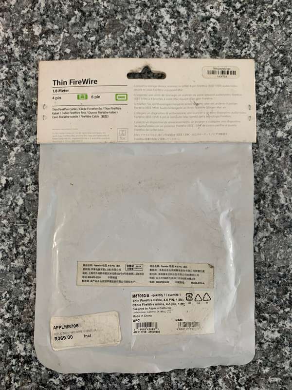 APPLE GENUINE FIREWIRE 4 Pin to 6 Pin sealed *NEW*