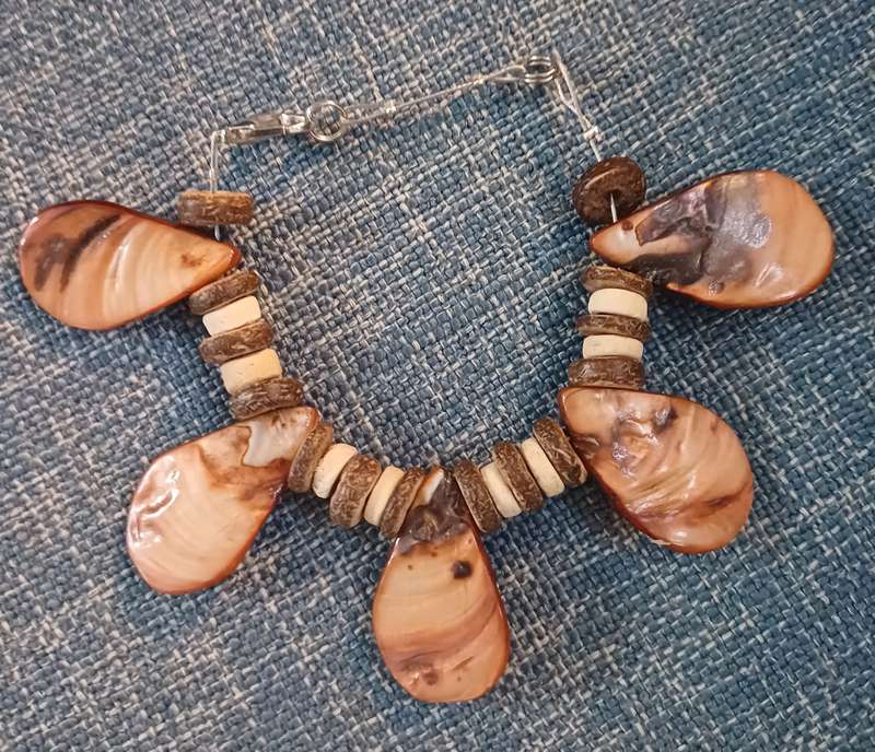Handmade Shell, Wood & Coconut Bead Bracelet
