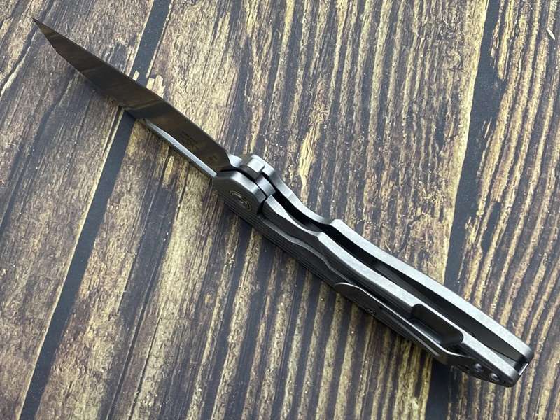 SixLeaf SL-29A Rattlesnake Designs Pocket Knife Milled Titanium Handle CPM-20CV Blade Steel