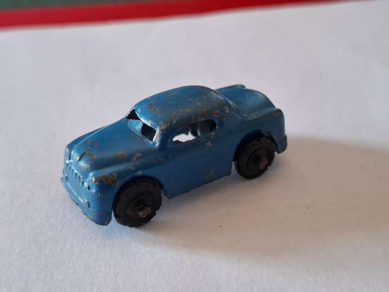 Vintage Barclay #4 Blue Sedan Diecast Miniature Car Metal Toy 1.5"