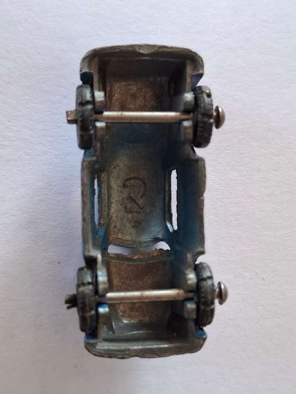 Vintage Barclay #4 Blue Sedan Diecast Miniature Car Metal Toy 1.5"
