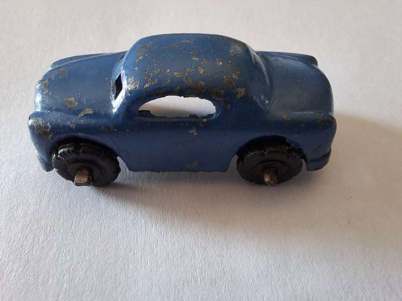 Vintage Barclay #4 Blue Sedan Diecast Miniature Car Metal Toy 1.5"