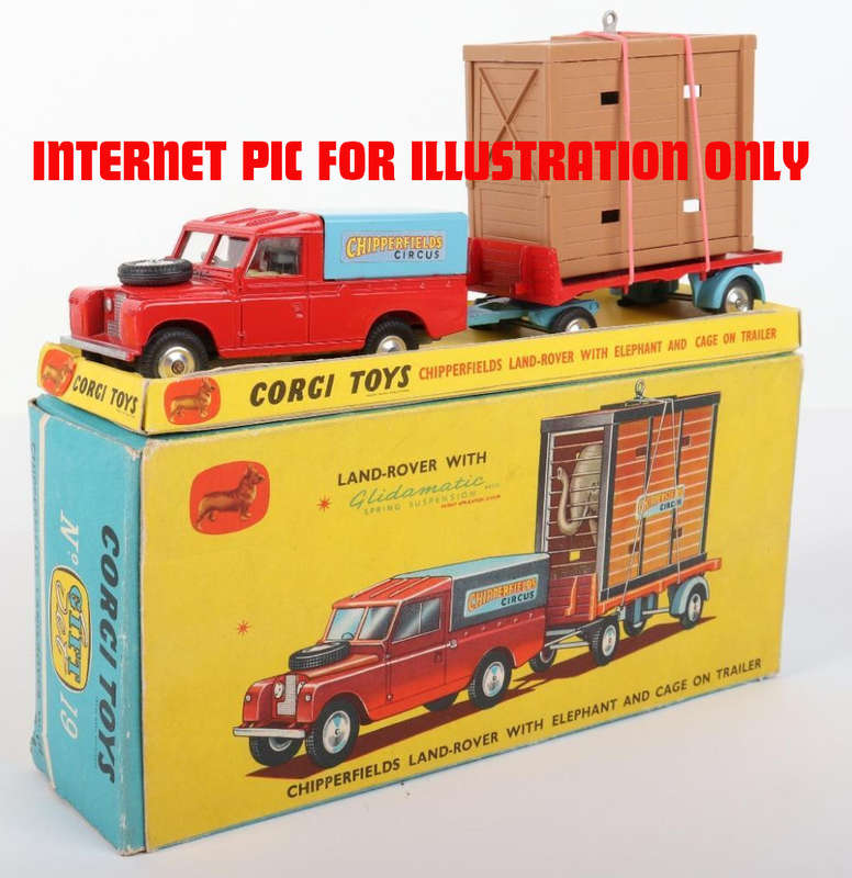 Corgi Toys Giftset 19 Chipperfields Landrover & Elephant Cage Loose