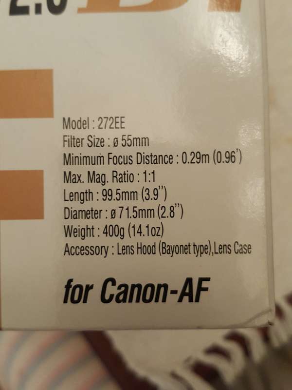 Tamron SP AF90mm F/2.8 Di MACRO 1:1 lens for CANON
