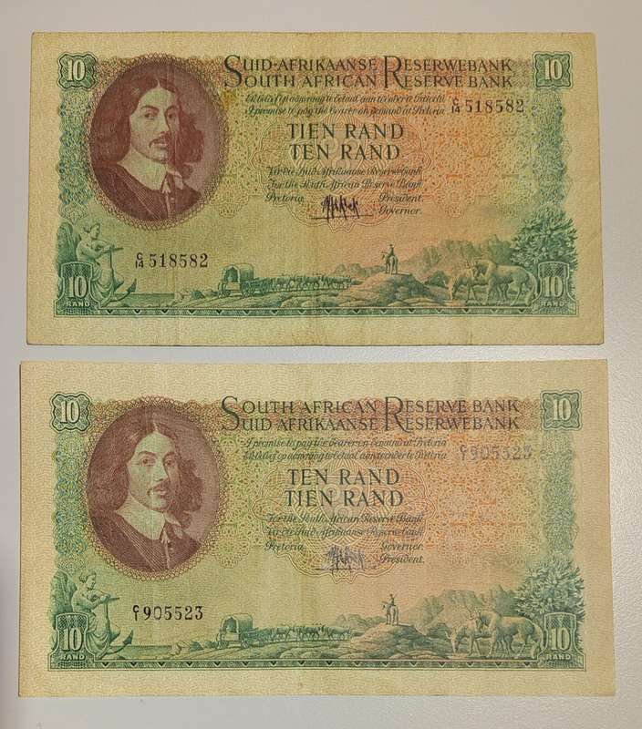 Year 1961 Complete Afrikaans English Language MH de Kock Ten Tien Rand Set
