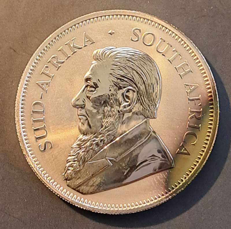 Premium UNC 2017 Silver 1 oz Krugerrand 50 yr Privy ,with Certificate. Toning coin.