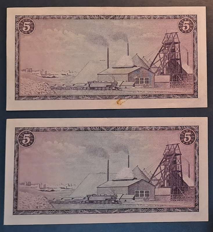 1967 Consecutive pair Vyf Five Rand TW de Jongh F/105 838626-7