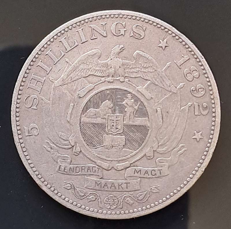1892 ZAR Kruger Silver Single Shaft Crown (5 Shillings)5S