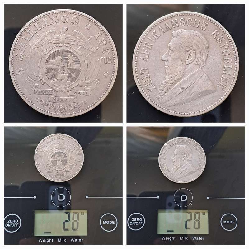 1892 ZAR Kruger Silver Single Shaft Crown (5 Shillings)5S