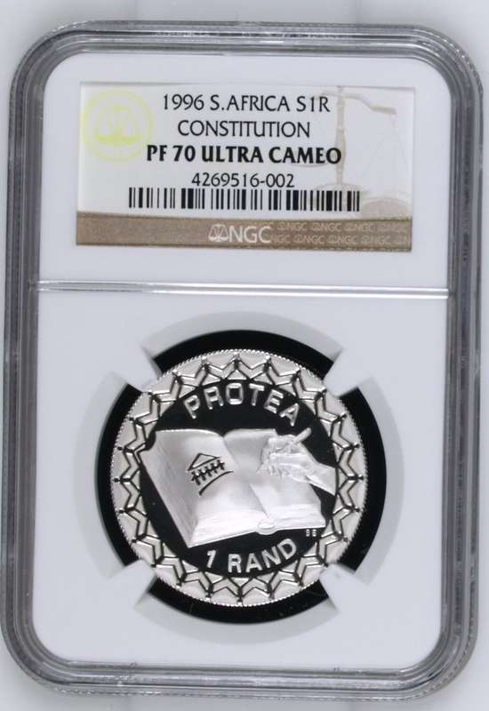 1996 Silver Protea South Africa S1R CONSTITUTION NGC PF 70 ULTRA CAMEO *TOP POP*