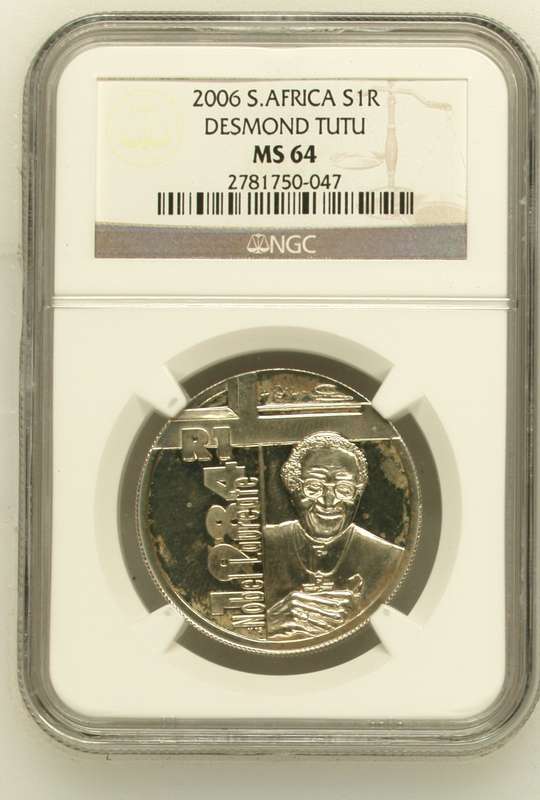 2006 Silver Protea South Africa S1R Desmond Tut NGC UNC MS64